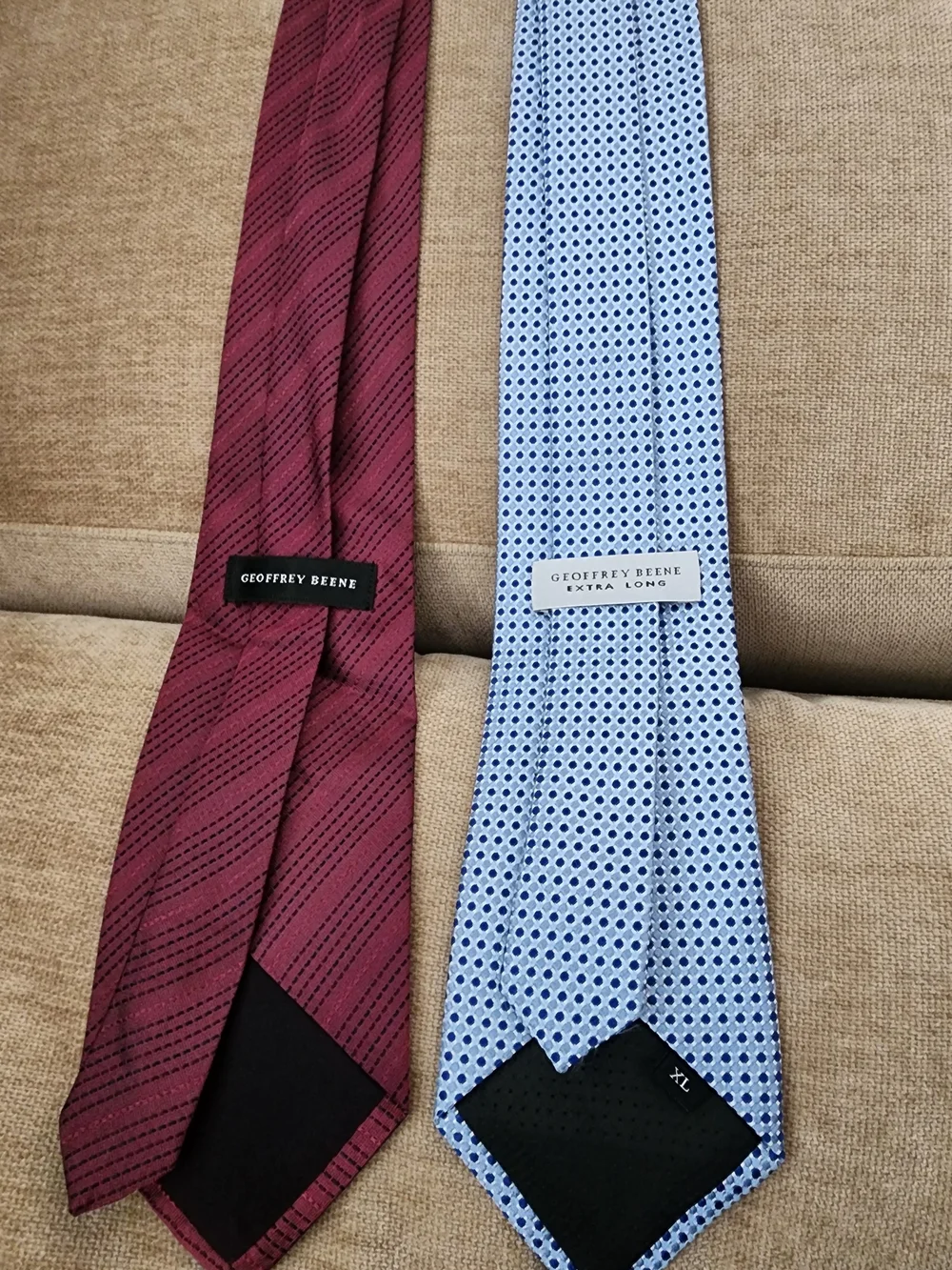 Geoffrey Beene Men’s Burgundy and Light Blue Silk Ties